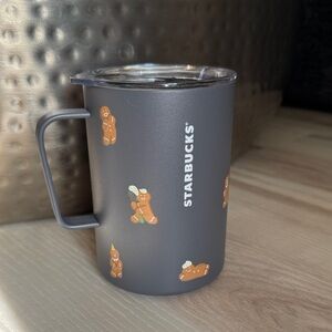 NWT Starbucks x MiiR 2025 Holiday Winter Grey Gingerbread Men SS 16 oz Mug